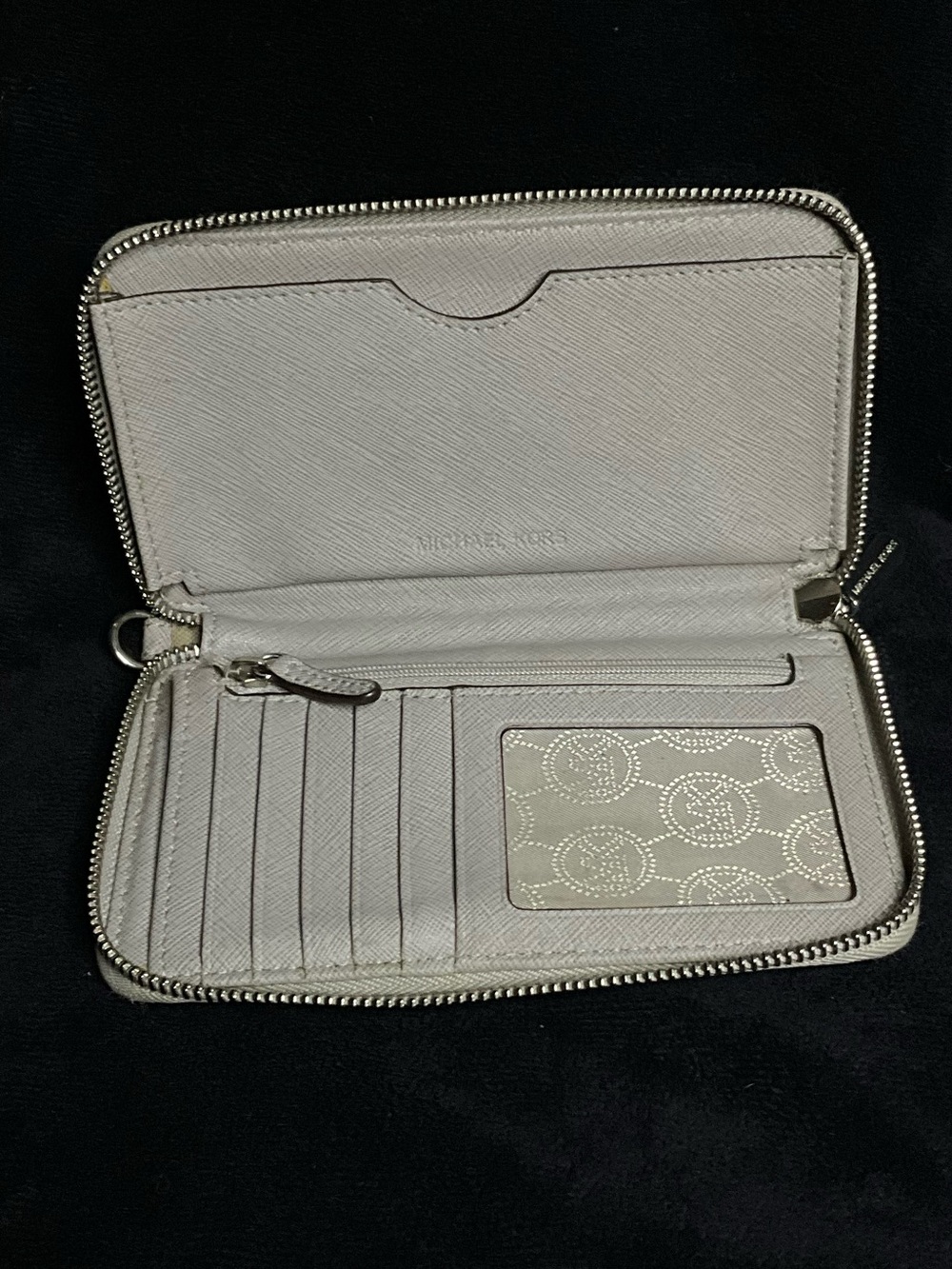 Michael Kors Gray Zip-Around Saffiano Wallet